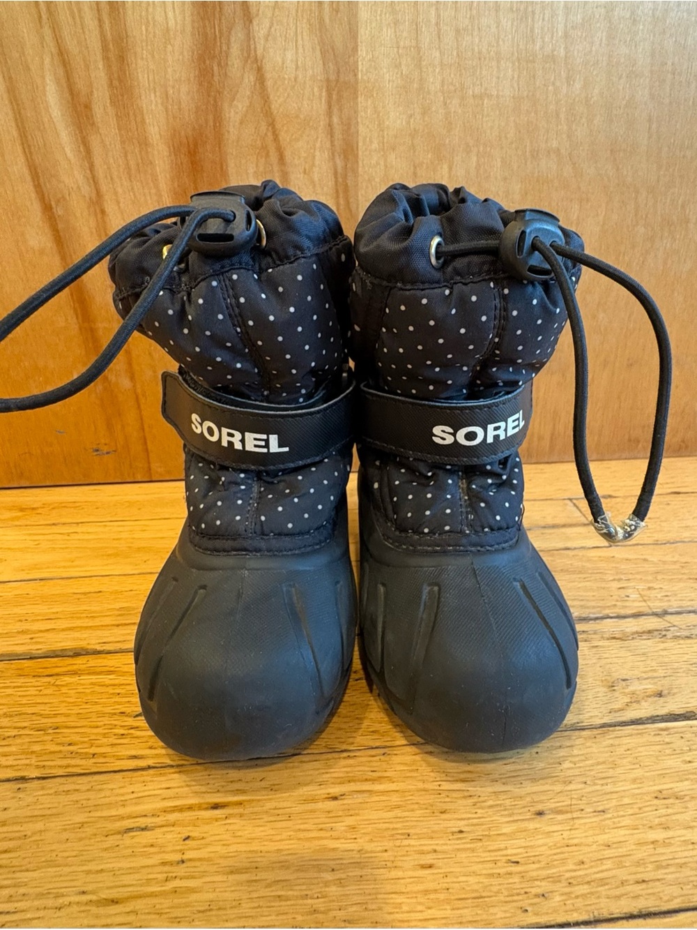 Sorel Kids Flurry Boot in Black and White Polka Dot Print